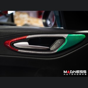 Alfa Romeo Giulia Interior Door Handle Surround Trim Kit - Carbon Fiber - Italian Theme - Feroce Carbon 